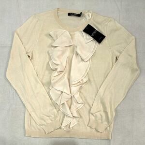 NWT LAUREN Ralph Lauren Silk Blend Long Sleeve Women's Ruffle Sweater Size PS 1A